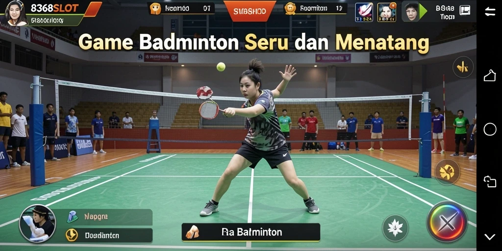 Tampilan antarmuka utama 8368SLOT dengan fungsi permainan Badminton.