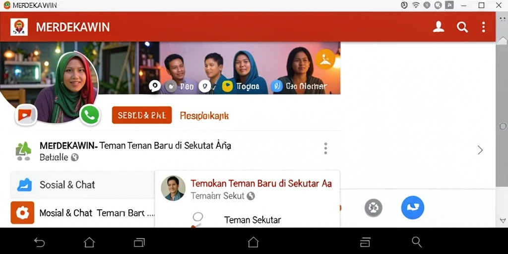 Tampilan antarmuka aplikasi MERDEKAWIN yang menarik dan interaktif.