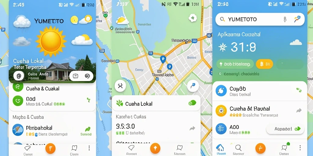Tampilan antarmuka YUMETOTO yang sederhana dan informatif tentang cuaca lokal.